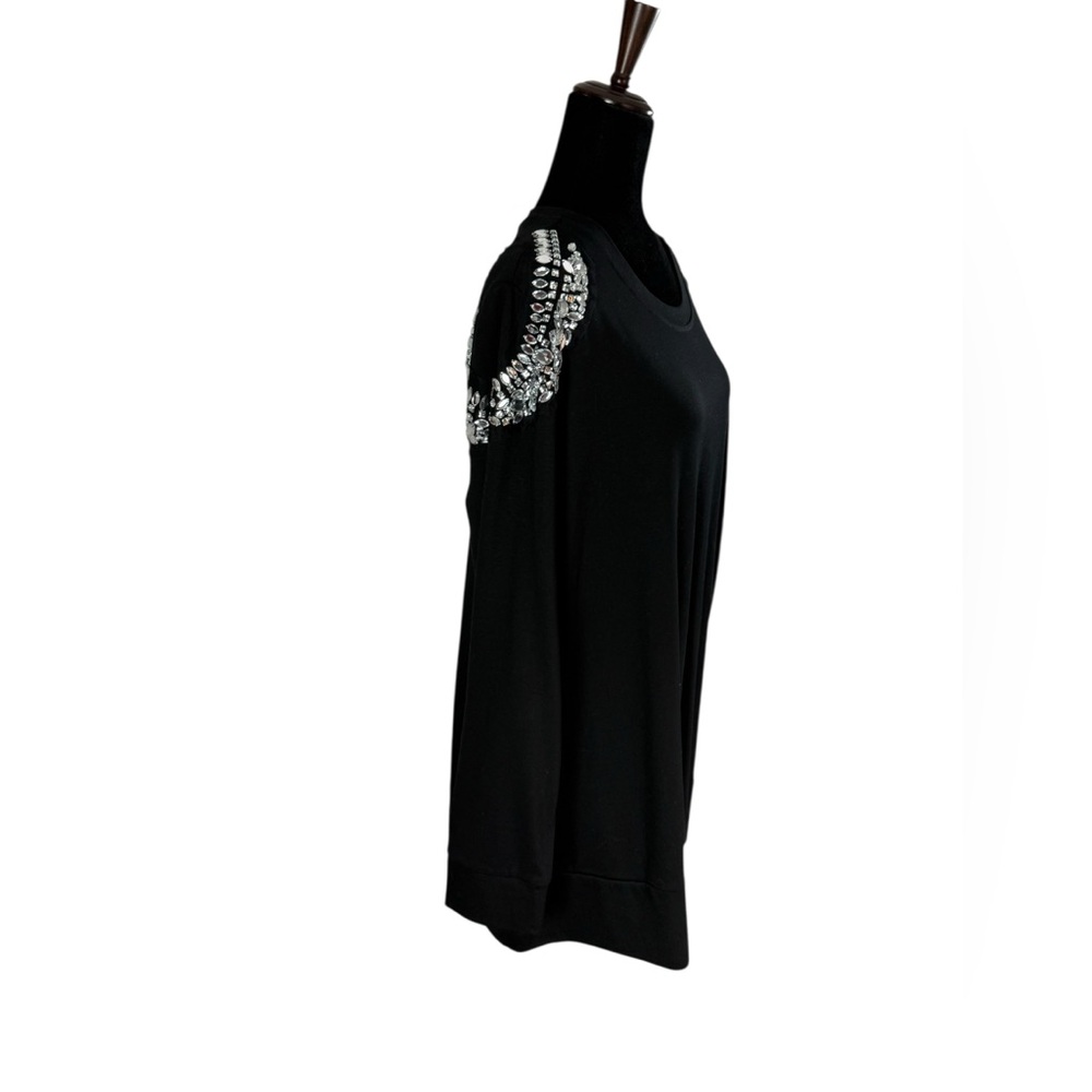 Melissa McCarthy Black rhinestone Shoulder Sweatshirt with pockets NWT - Picture 6 of 11